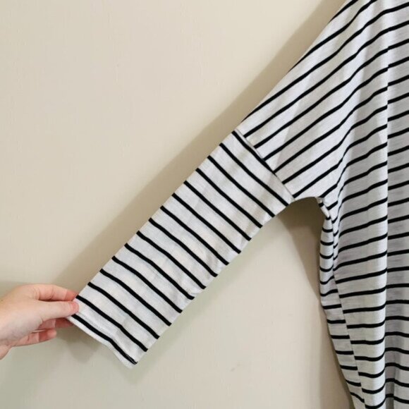 Umgee Women's Size Small Drop Shoulder Dolman Sleeve Striped Hi Low Tunic Top - Picture 3 of 8